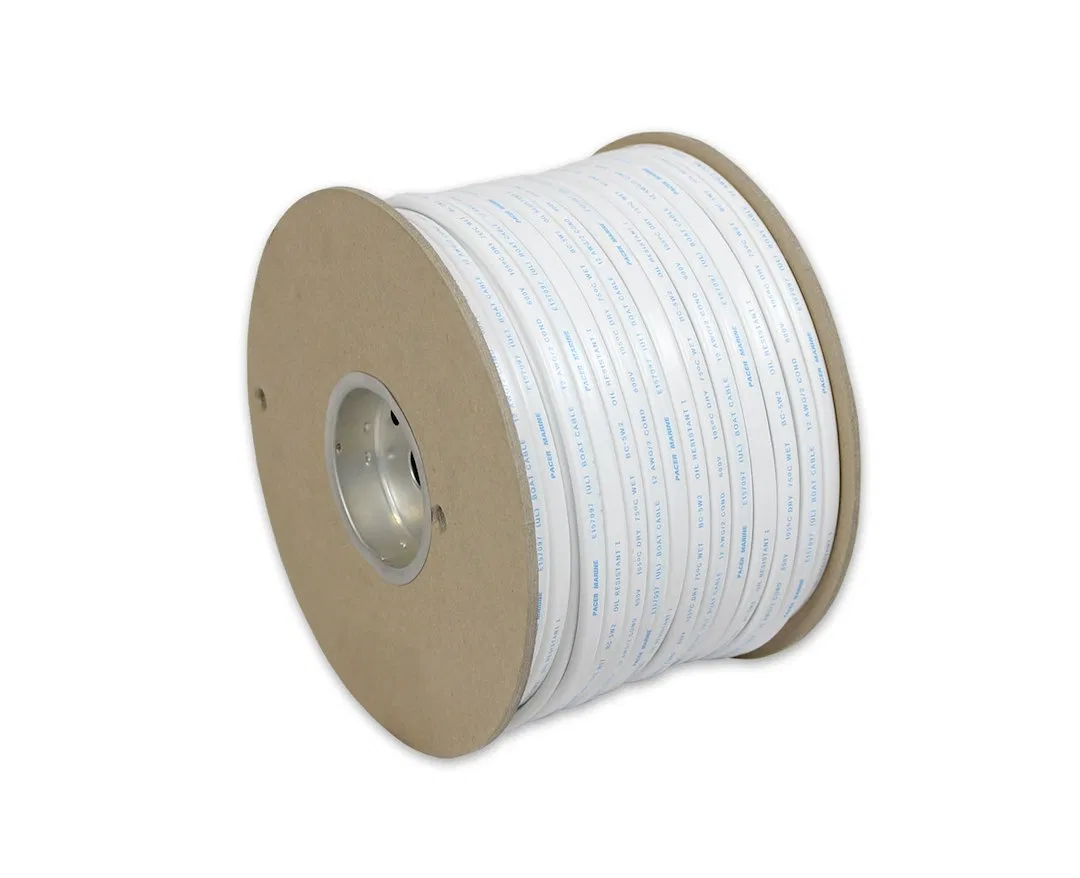 W14/2RYW-250 – PACER Duplex Wire, Stranded Conductor 14/2 AWG Flat Encasement 600 Volts 250 Foot Roll Red/ Yellow Tin...